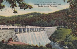 Eureka Springs Arkansas AR Lake Leatherwood Dam Cut Rock Dam Postcard D16 - $2.99