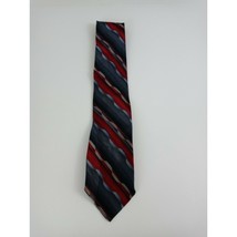 Stafford Tie With Black, Red, Blue, &amp; Silver Wavy Diagonal Stripes - $9.69