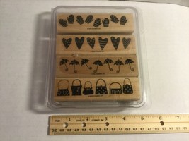 Stampin Up 2005 “Weather or Not” Set Of 4 Wood Block Rubber Mounted Stamps - £6.97 GBP