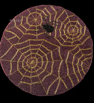 Tahari Halloween Beaded Placemats Set of 2 Purple Gold Spider Webs Spider 15&quot; - £49.25 GBP