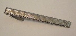 Vintage new old stock silver tone textured scalloped edge tie clasp - $3.00