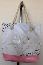 DO Vegas Pandora Pink White Cotton Blend Large Beach Tote Bag Limited Ed... - $49.49