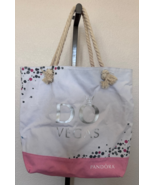 DO Vegas Pandora Pink White Cotton Blend Large Beach Tote Bag Limited Ed... - $69.45 CAD