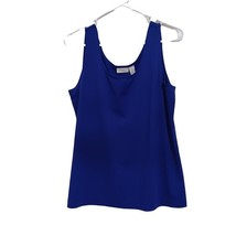 Chico&#39;s Tank Size 2 Pullover Top Blue Stretch Round Neck Sleeveless Large - £9.73 GBP