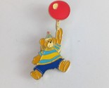 Vintage Colorful Birthday Bear With Red Balloon Lapel Hat Pin - $8.25