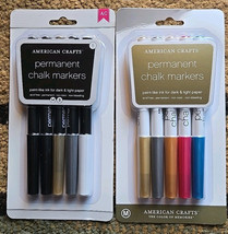 LOT OF 2 American Crafts Permanent Chalk Markers, Assorted Colors, 5Pcs - £15.89 GBP