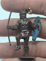 Vintage Painted African Zulu Warrior Toy Soldier Plastic Hong Kong, - Damaged 2&quot; - $9.89