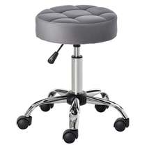 Office Chair Round Rolling Stool Height Adjustable Lift Grey Polyester - $107.99