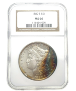 1880-S 1 $ Dollar D&#39;Argent Morgan NGC MS-66 Étonnante Patine D&#39;Obverse ! - €594,61 EUR