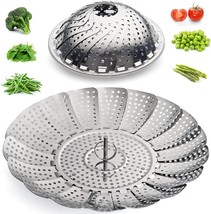 Foldable Stainless Steel Steamer Basket for Vegetables - Expandable up to 10.75&quot; - £9.45 GBP