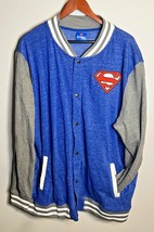 DC Comics SUPERMAN Logo Men&#39;s Blue/Gray LETTERMAN/BASEBALL/VARSITY JACKE... - £18.02 GBP