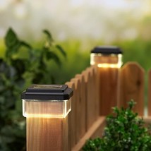 Set of 2 Solar Post Cap LED Light Porch Patio Deck Mailbox Outdoor Fence Decor - £18.43 GBP