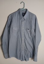 Wrangler Blue Long Sleeve Snap Button Western Shirt Men&#39;s Sz 17 1/2 X 36 - $286.71 MXN