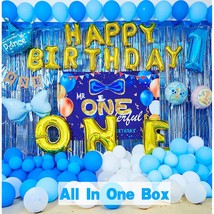 117 Pack Baby Boy First Birthday Decorations Blue 1 Year Old Birthday  - £42.51 GBP