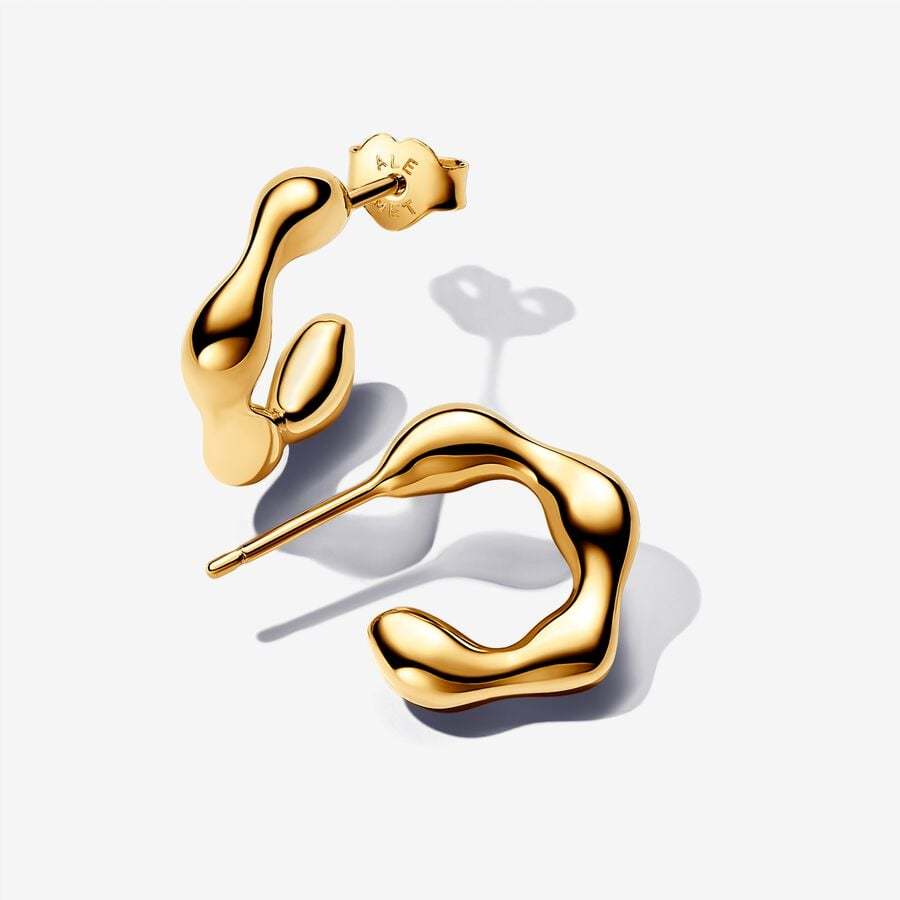 14k Gold-plated Organically Shaped Open Hoop Earrings  263269C00