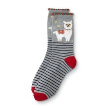 Holiday Novelty Crew Socks Women&#39;s Shoe Size 4-10 Gray Llama Stripes 1 P... - $10.03