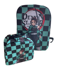 Dragon Slayer Green &amp; Black Checker Graphic 3D Backpack with Lunch Tote NEW - £27.93 GBP