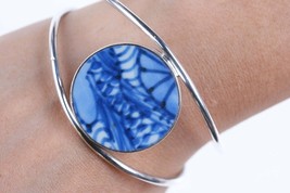 Retro Sterling Cuff with Antique Chinese Porcelain Shard - $74.25