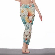 Women&#39;s Leggings Vibrant Florals Yellow and Light Blue S-5XL Available - £23.42 GBP