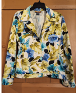 Havana Jacks Cafe Jacket Womens L Floral Hawaiian Button Up Stretch Blaz... - $16.44