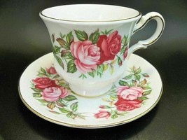 Queen Anne English Tea Cup Saucer Set Bone China Pink Roses - £13.70 GBP