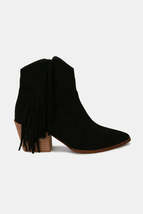 Beast Fashion Suede Fringe Point Toe Ankle Boots - $45.99