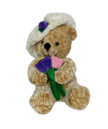 Unlimited Trading Group Brown Bear Holding Flowers Hat Stuffed Animal 13&quot; - $534.07 MXN