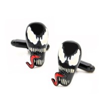 VENOM CUFFLINKS Comic Book Fan Super Hero Villain Face Black Red NEW w G... - $11.95