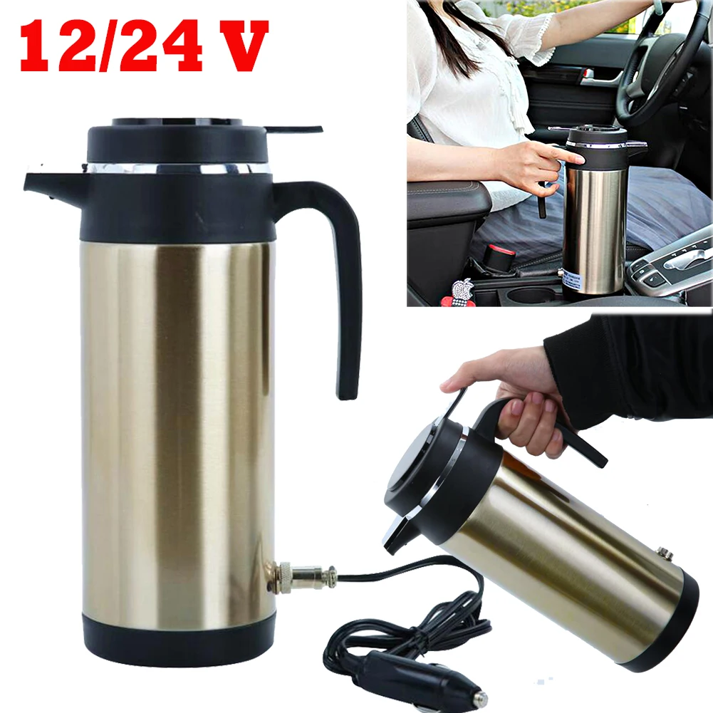 1200 ML Car Hot Kettle Portable Water Heater 120/240 W 12/24 V Stainless Steel - £34.98 GBP+