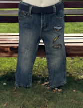Wrangler Boys Denim Jeans Toddler Size 2T Belt Embrodered Pockets - £12.32 GBP