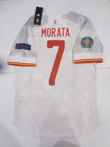 Alvaro Morata Spain 20/21 Euro Match Slim White Away Soccer Jersey 2020-2021 - £72.38 GBP