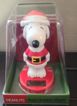 Peanuts Solar Bobble Head Christmas Snoopy Red Santa Suit &amp; Hat Ruz NIP - £5.52 GBP