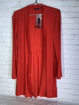 Nina Leonard Womens Miracle Matte Jersey Cardigan Slinky Red Size XL NEW - £27.26 GBP