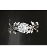 2.90Ct Round White Diamond 925 Sterling Silver Leaf Solitaire Engagement... - $97.00