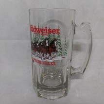 Budweiser Clydesdales 32 Ounce Holiday Beer Mug 8&quot; 1989 Libbey - £19.62 GBP