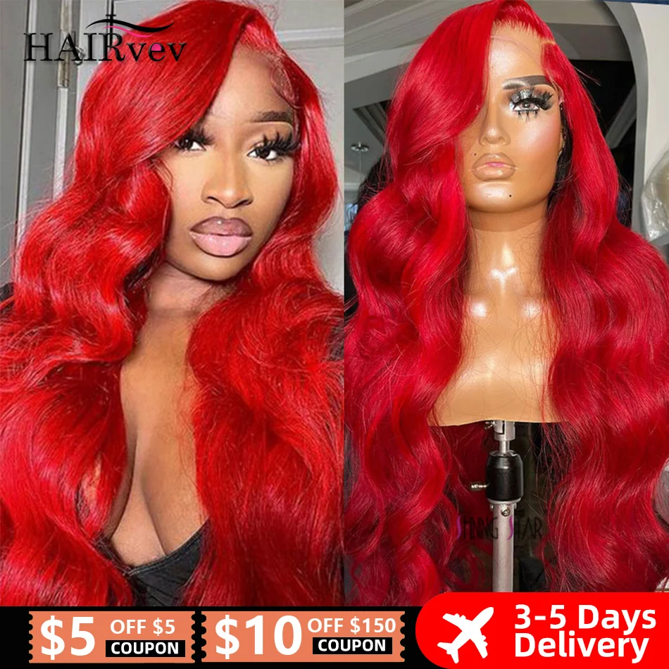 Red Body Wave Lace Front Human Hair Wigs For Women Hot Red Lace Front Human Ha - £81.77 GBP+