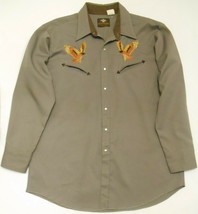 MGW OUTFITTERS Men&#39;s Vtg Long Sleeve WESTERN SHIRT Eagle Embroidered Sna... - $54.95