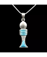 Silver Pendant Necklace Chain Ancient Egyptian Djad Pillar &quot;Symbol of St... - £31.92 GBP