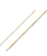 REAL 14k Tri-tone Gold 3.2mm Stamp 3+1 Figaro Chain Necklace 16" 18" 20"... - $442.00+