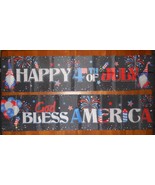 Happy 4th of July Gnome &amp; God Bless America Banners 2 Pack - £7.48 GBP