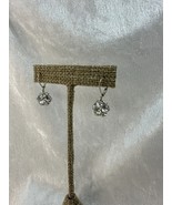 Vintage Round Rhinestone Silver Tone Drop Pierce Earrings Gilded Age - €10,36 EUR