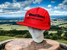 WHEEL HORSE Trucker Hat Cap Mesh Snap Back Red Black  Made In USA Vintag... - $29.87