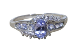 Silver Ring Aqua Blue Stone 925 Stamped Size 8 - NEW - $24.70