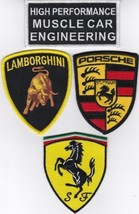 High Performance SEW/IRON Patch Embroidered Lamborghini Ferrari Nhra Nascar Indy - $25.99