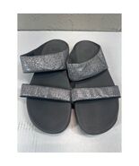 Fitflop Silver Sparkle Slides Sandals Leather Women&#39;s Size 10 - $1,000.35 MXN