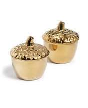 Martha Stewart Collection Acorn Salt &amp; Pepper Shakers, Gold New - £11.84 GBP