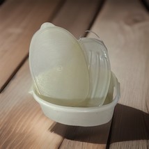 Vintage Tupperware 3 Pc Ham Roast Chicken Storage Flavor Saver Keeper White - $14.84