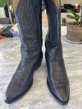 Vintage Stewart Hand Made in Arizona Cowboy Boots in black leather men’s 9.5 D  - £274.96 GBP