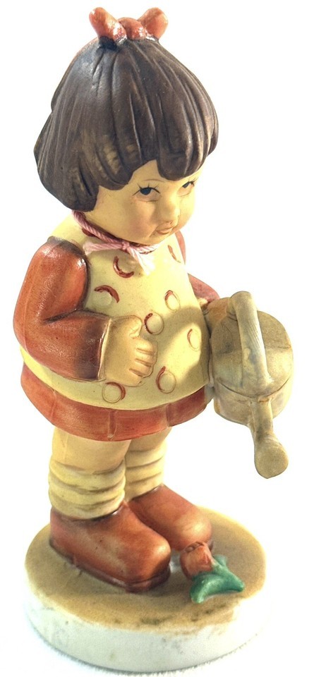 Vintage Porcelain Figurine Girl Watering Flower 5” - $4.48