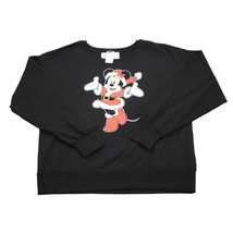 Disney Sweater Womens XL Black Minnie Mouse Print Christmas Long Sleeve - £20.32 GBP